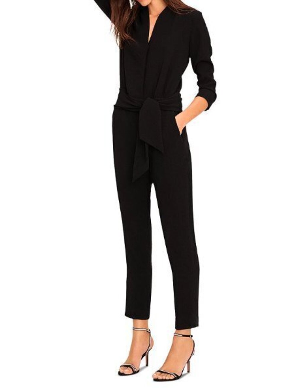 ba&sh Black Cycy tie V-Neck Jumpsuit S Minimalist Elegant Chic French Style